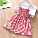 Toddler Girls Sling Plaid Daisy Prints A-line Casual Dress