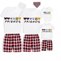 Family Matching Pajamas Exclusive Design Cartoon Mice Dogs Friends White Pajamas Set
