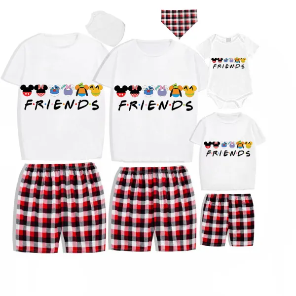 Family Matching Pajamas Exclusive Design Cartoon Mice Dogs Friends White Pajamas Set