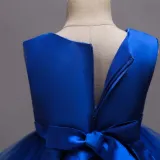 Toddler Girls Sleeveless Flower Embroidery Bowknot Belt Formal Midi Dress