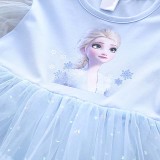 Toddler Girls Short Sleeve Mesh Sequin Snowflakes Tutu Princess Dress