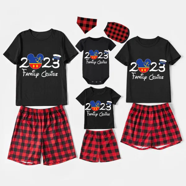 Family Matching Pajamas Exclusive Design Cartoon Mice 2023 Family Cruise Black Pajamas Set