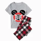 Family Matching Pajamas Exclusive Design Cartoon Mice Cruise Family Vacation 2023 Gray Pajamas Set