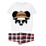 Family Matching Pajamas Exclusive Design Cartoon Mice Leopard Sunglass White Pajamas Set