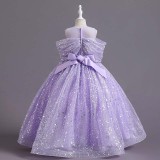 Toddler Girls Sleeveless Sequin Stars Formal Maxi Puffy Dress