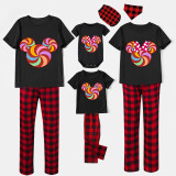 Family Matching Pajamas Exclusive Design Cartoon Mice Lollipop Black Pajamas Set