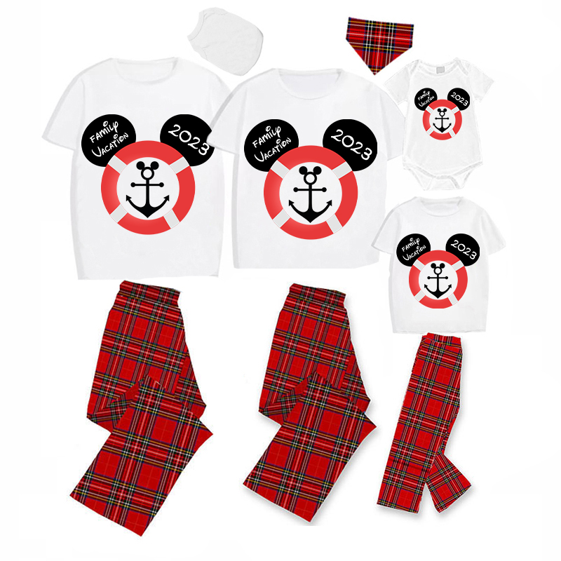 Family Matching Pajamas Exclusive Design Cartoon Mice Cruise Family Vacation 2023 Gray Pajamas Set