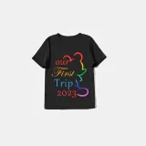 Family Matching Pajamas Exclusive Design Our First Trip 2023 Black Pajamas Set
