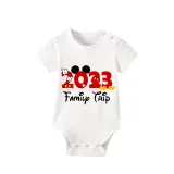 Family Matching Pajamas Exclusive Design Cartoon Mice 2023 Family Trip White Pajamas Set