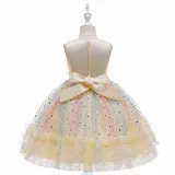 Toddler Girls Sleeveless Heart Embroidery Bowknot Belt Formal Midi Sequin Dress