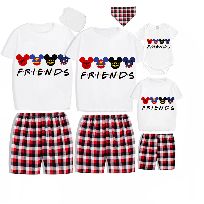 Family Matching Pajamas Exclusive Design Cartoon Mice Friends White Pajamas Set
