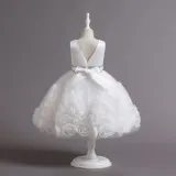 Toddler Girls Sleeveless Glittering Belt Cake Dress Formal Midi Dress