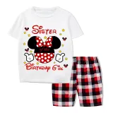Family Matching Pajamas Girls Name Custom Birthday Celebration Mice White Family Pajamas Set
