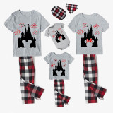Family Matching Pajamas Exclusive Design Cartoon Mice Castle Gray Pajamas Set
