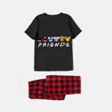 Family Matching Pajamas Exclusive Design Cartoon Mice Dogs Friends Black Pajamas Set