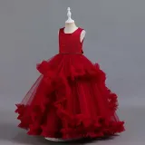 Toddler Girls Sleeveless Sequin Embroidery Formal Maxi Puffy Dress