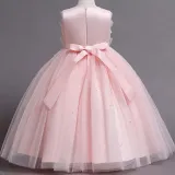 Toddler Girls Sleeveless Gemstone Belt Formal Gowns Maxi Dress