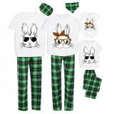Easter Family Matching Pajamas Exclusive Design Happy Easter Bunny With Glasse Blue Pajamas Set