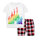 Family Matching Pajamas Exclusive Design Rainbow Castle White Pajamas Set