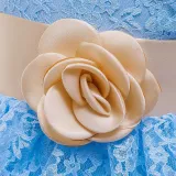 Toddler Girls Sleeveless Flower Belt Lace Hollow Out Formal Midi Dress