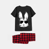 Easter Family Matching Pajamas Exclusive Design Happy Easter Bunny With Glasse Black Pajamas Set