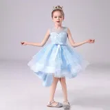 Toddler Girls Sleeveless Embroidery Bowknot Belt Formal Gowns Fishtail Dress