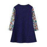 Toddler Girls Shattered Flower Sleeve Cartoon Mouse Animals Embroidery A-line Casual Dress