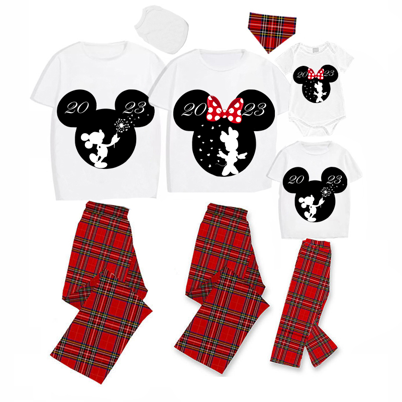Family Matching Pajamas Exclusive Design Cartoon Mice Cartoon Mice Heart 2023 Gray Pajamas Set