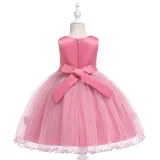 Toddler Girls Sleeveless Flower Embroidery Formal Puffy Midi Dress