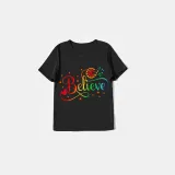 Family Matching Pajamas Exclusive Design Rainbow Believe Black Pajamas Set