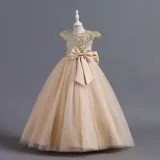 Toddler Girls Sleeveless Embroidery Bowknot Formal Maxi Dress