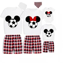 Family Matching Pajamas Exclusive Design Cartoon Mice Soccer White Pajamas Set