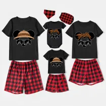 Family Matching Pajamas Exclusive Design Cartoon Mice Leopard Sunglass Black Pajamas Set