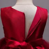 Toddler Girls Sleeveless Flower Embroidery Bowknot Belt Formal Midi Dress