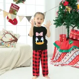 Family Matching Pajamas Exclusive Design Cartoon Duck 2023 Black Pajamas Set