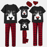 Family Matching Pajamas Exclusive Design Cartoon Mice Castle Black Pajamas Set