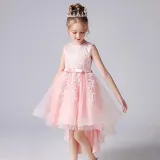 Toddler Girls Sleeveless Embroidery Bowknot Belt Formal Gowns Fishtail Midi Dress