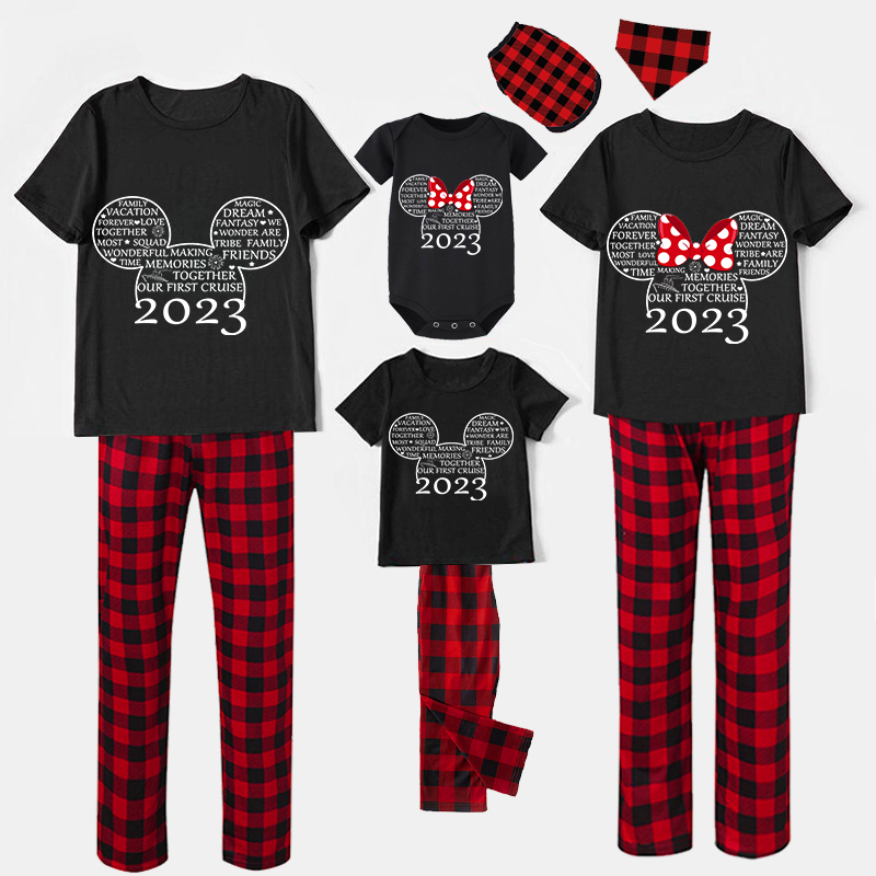 Family Matching Pajamas Mice 2023 Family Together Black Pajamas Set