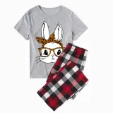 Easter Family Matching Pajamas Exclusive Design Happy Easter Bunny With Glasse Gray Pajamas Set