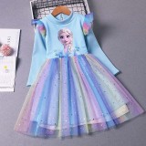 Toddler Girls Long Sleeve Princess Mesh Sequin Tutu Dress