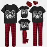 Family Matching Pajamas Exclusive Design Cartoon Mice Love Heart Black Pajamas Set