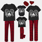 Family Matching Pajamas Exclusive Design Cartoon Mice Love Heart Black Pajamas Set