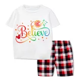 Family Matching Pajamas Exclusive Design Rainbow Believe White Pajamas Set