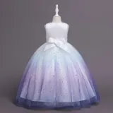 Toddler Girls Sleeveless Sequin Embroidery Gradient Formal Maxi Puffy Dress