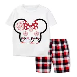 Family Matching Pajamas Exclusive Design Cartoon Mice 2023 Head White Pajamas Set