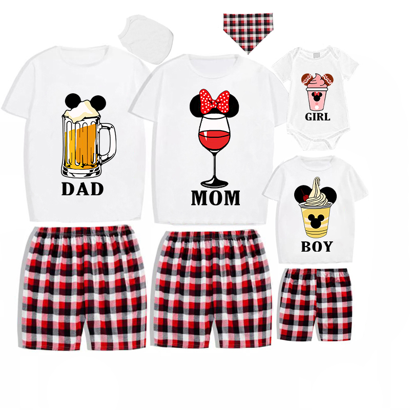 Family Matching Pajamas Mice Drinks Beer Wine Family Pajamas Set