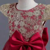 Toddler Girls Sleeveless Embroidery Bowknot Formal Maxi Dress