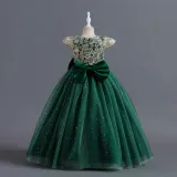 Toddler Girls Sleeveless Embroidery Bowknot Formal Maxi Dress