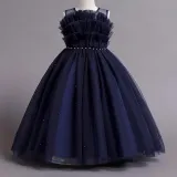 Toddler Girls Sleeveless Gemstone Belt Formal Gowns Maxi Dress