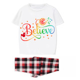 Family Matching Pajamas Exclusive Design Rainbow Believe White Pajamas Set